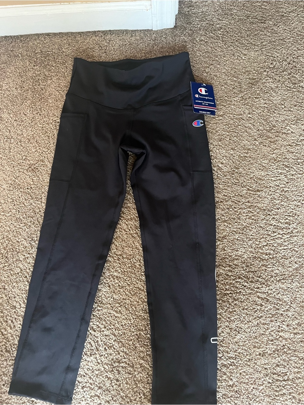 Champion womens Black High-Waist Athletic Leggings small new